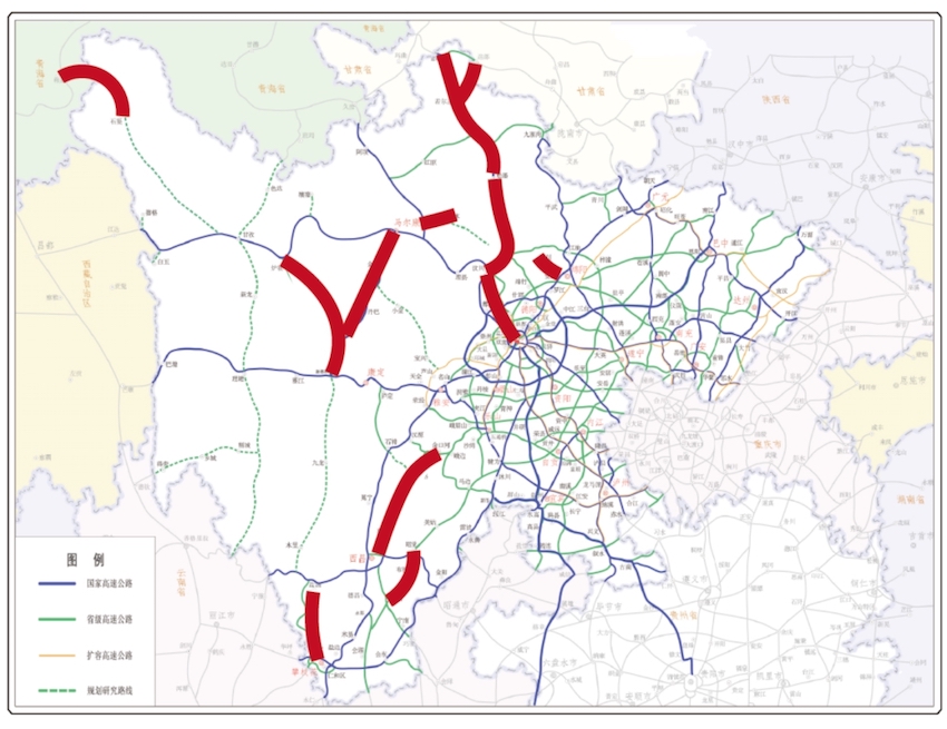 此次參與推介的13個(gè)民族地區(qū)大通道項(xiàng)目示意圖。四川省交通運(yùn)輸廳供圖