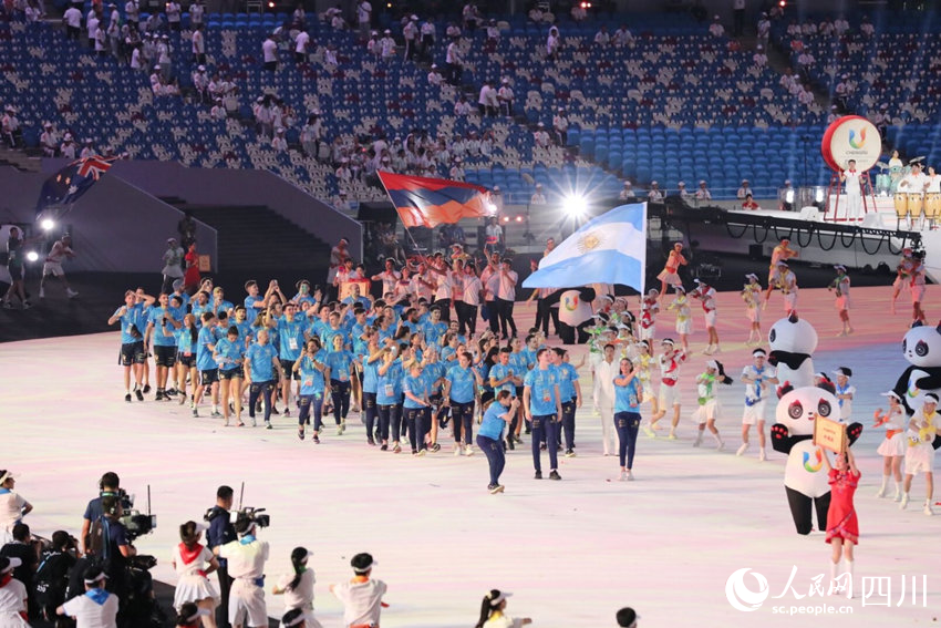 成都第31屆世界大學生夏季運動會開幕式現場。趙祖樂攝