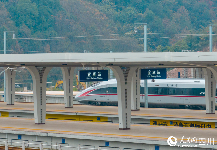 一列動車組列車開進宜賓站。莊歌爾攝